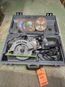 Skilsaw 7 1/4 inch worm drive saw m/n 77, s/n HD-465256 with case and extra blades