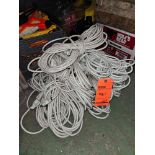 Lot of (9) assorted white extension cords with single tap