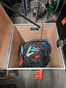 Lot of assorted (1) 25 foot, (1) 15 foot and (1) 15 foot with 5 pin Hubbell connection with