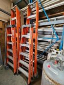 Lot of (2) assorted fiberglass ladders, (1) 8 foot, (1) 6 foot