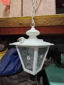 Lot of (10) white carriage lanterns with wooden crates