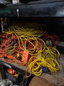 Lot of assorted extension cords, (SOME WITH TRIPLE TAP)