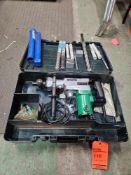 HITACHI 1 1/2 inch rotary hammer m/n DH 38YE, s/n 910147 with case and extra bits