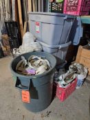 Lot of assorted 2 inch straps, contents of 3 tubs and 1 garbage can