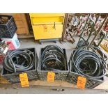 Lot of (5) black 50 foot perimeter cords with outlets every 10 feet