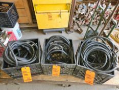 Lot of (5) black 50 foot perimeter cords with outlets every 10 feet