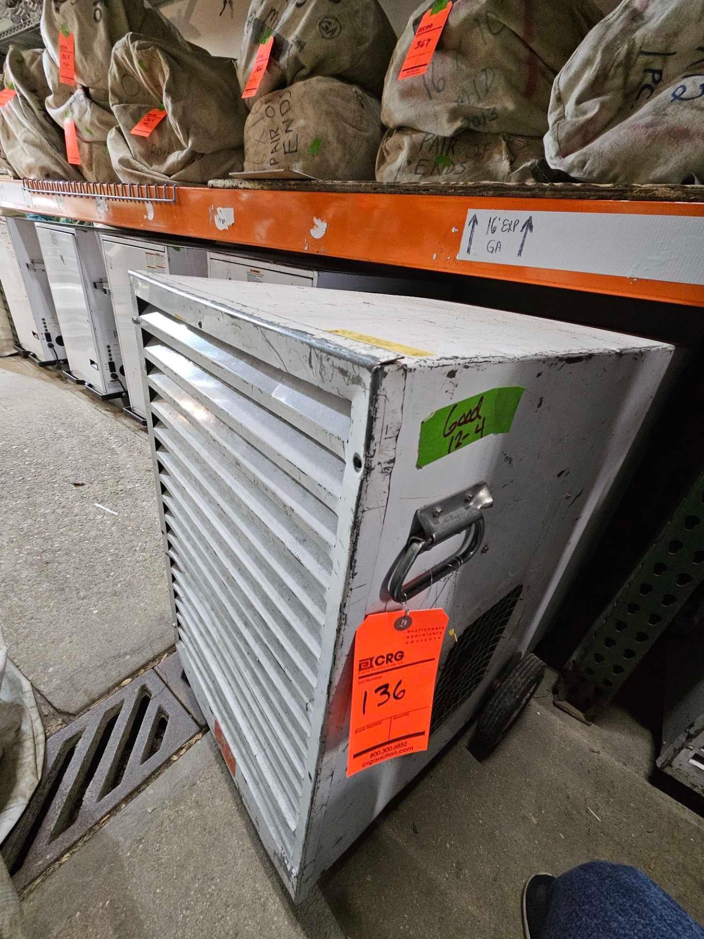 Lot of (2) 170K BTU L.B. WHITE heaters complete with thermostat, duct and diffuser, m/n TS170, s/n
