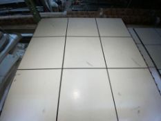 Lot of (100) 3ft x 3ft white signature floor (1 foot X 1 foot squares stored as 3ft X 3ft sections),