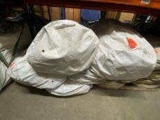 77ft x 96ft White High Peak tent, with (3) 31ft aluminum centers, (36) 10ft side poles, (40)