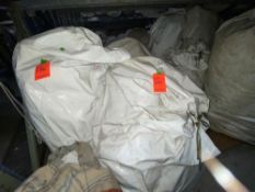 60ft X 90ft White High Peak tent, with (2) 29ft aluminum centers (30) 8ft side poles, (34) stakes