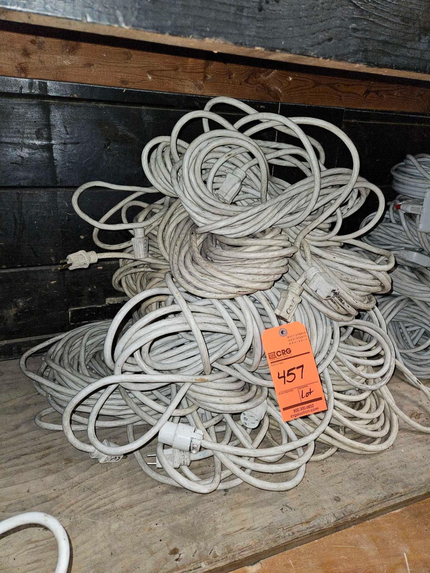 Lot of (11) 12/3 white 100 foot extension cords with single tap - Image 2 of 2