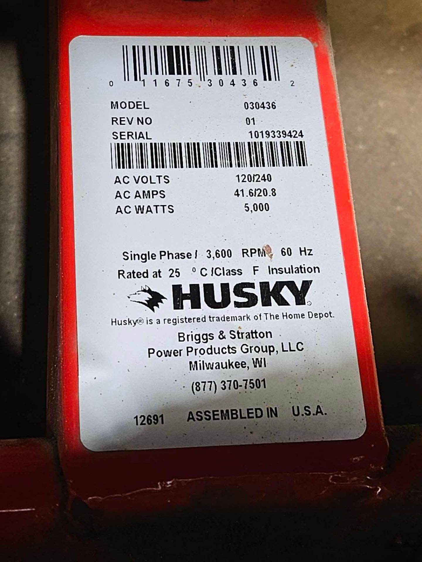 Assorted Huskey Portable Generator - Bild 4 aus 5