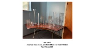 Asst. Glass Vases, Candle Holders, and Metal Holders