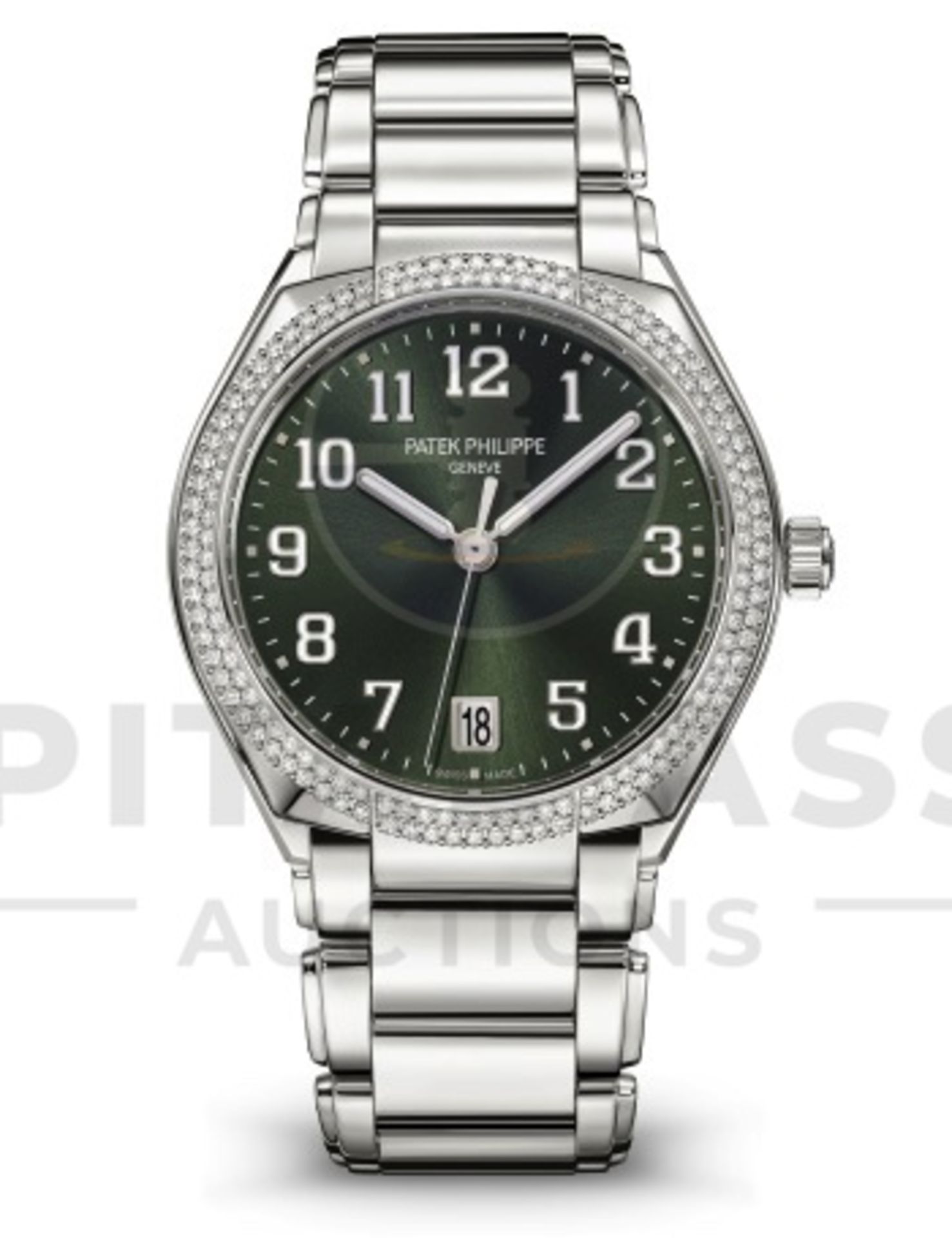 (ON SALE) PATEK PHILIPPE TWENTY~4 AUTOMATIC *OLIVE GREEN *2023 - NEW / UNWORN) *160 DIAMOND BEZEL*