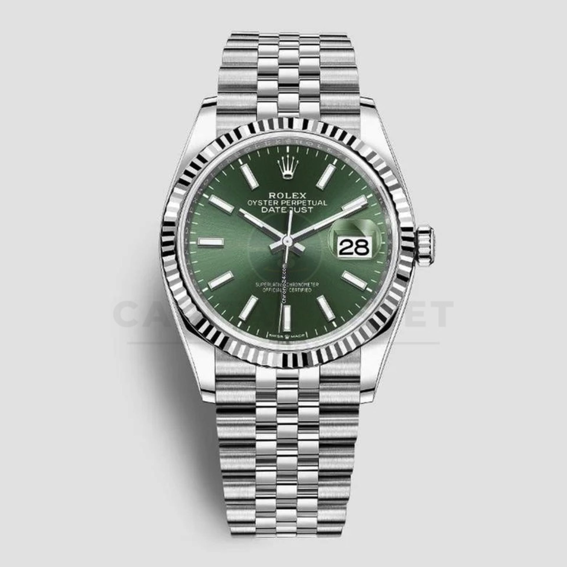 (On Sale) ROLEX DATEJUST *18CT WHITE GOLD & OYSTER STEEL* (APRIL 2024 - UNWORN) *MINT GREEN DIAL*