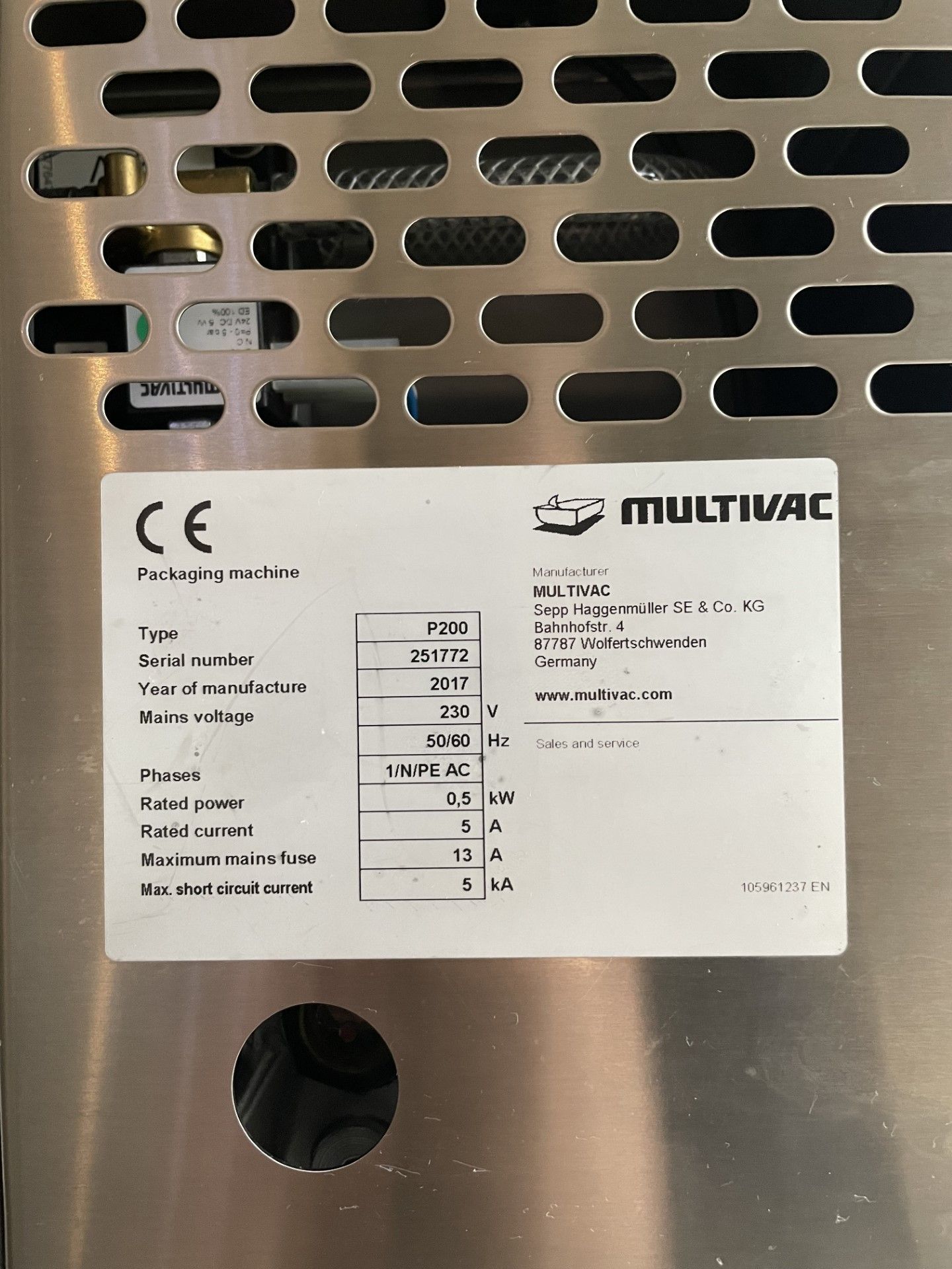 Multivac P200 Vacuum Packer. Manafacture Year 2017 Mint Condition Viewings welcome. - Image 7 of 7