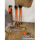 Lot of assorted pipe wrenches 36in. - 12in.-LOCATED IN PINE VALLEY