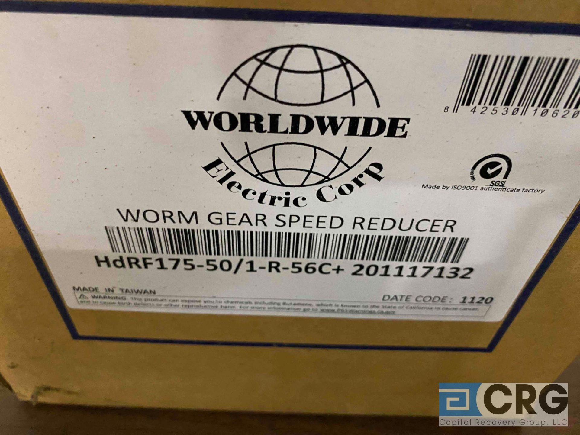 Lot of (2) Worldwide HdRF175-50/1-R-56C gear/speed reducers, 175 size 50 ratio (1 in box) - Image 3 of 3