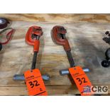 Lot of (2) Ridgid 2A pipe cutters, 1/8in. to 2in.