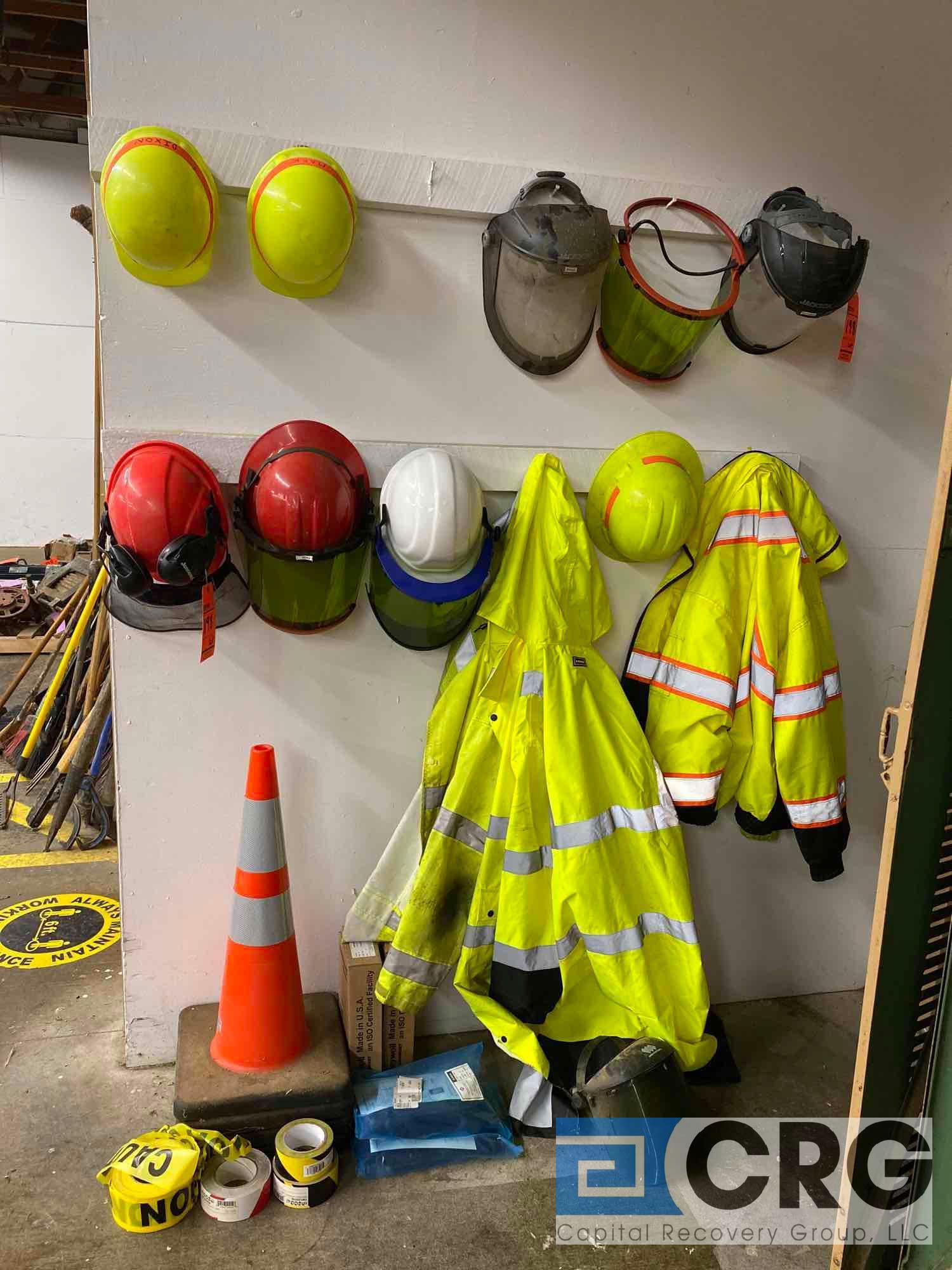 Lot of industrial safety and PPE gear, including cones, tape, gloves ...