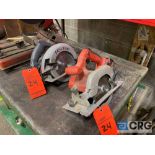 Lot of (2) circular saws, including Milwaukee 5316-20 16amp circular saw; SkilSaw HD5575 7-1/4 13amp