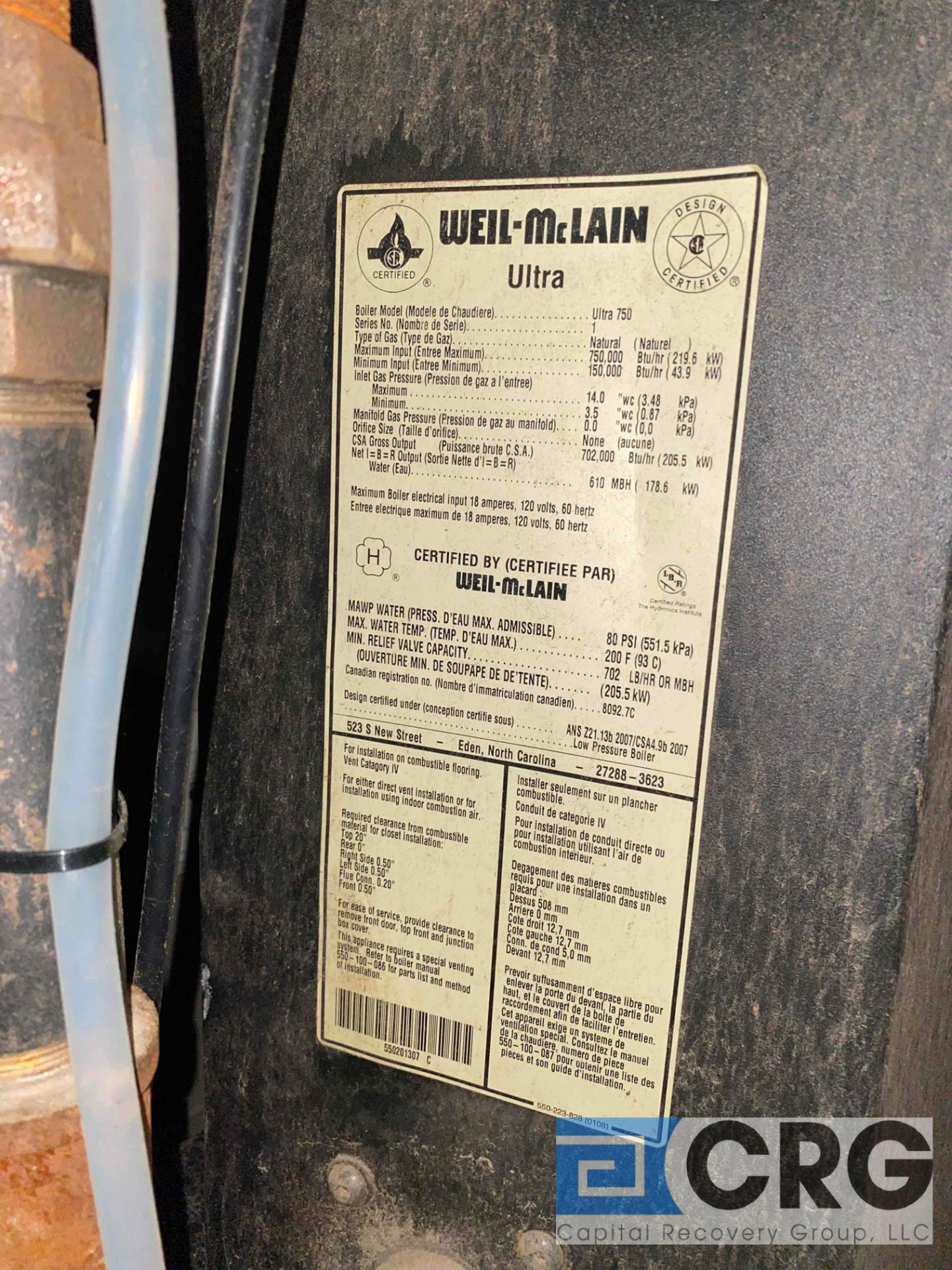 Weil-McLain Ultra 750 natural gas boiler - Image 2 of 4