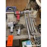 Lot of pneumatic drivers, guns, and attachments, including Chicago Pneumatic CP7763 pneumatic 3/4in.