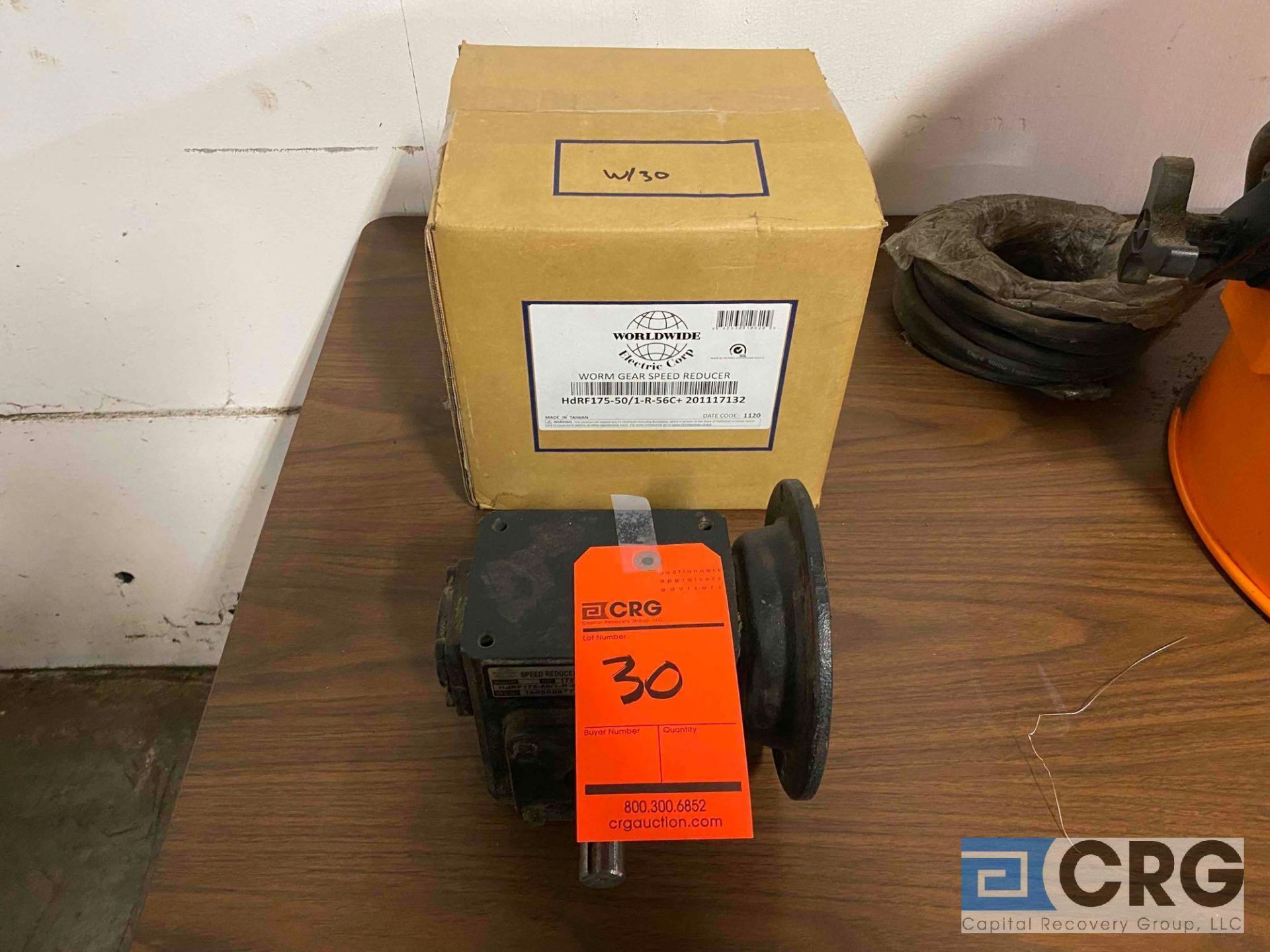 Lot of (2) Worldwide HdRF175-50/1-R-56C gear/speed reducers, 175 size 50 ratio (1 in box)