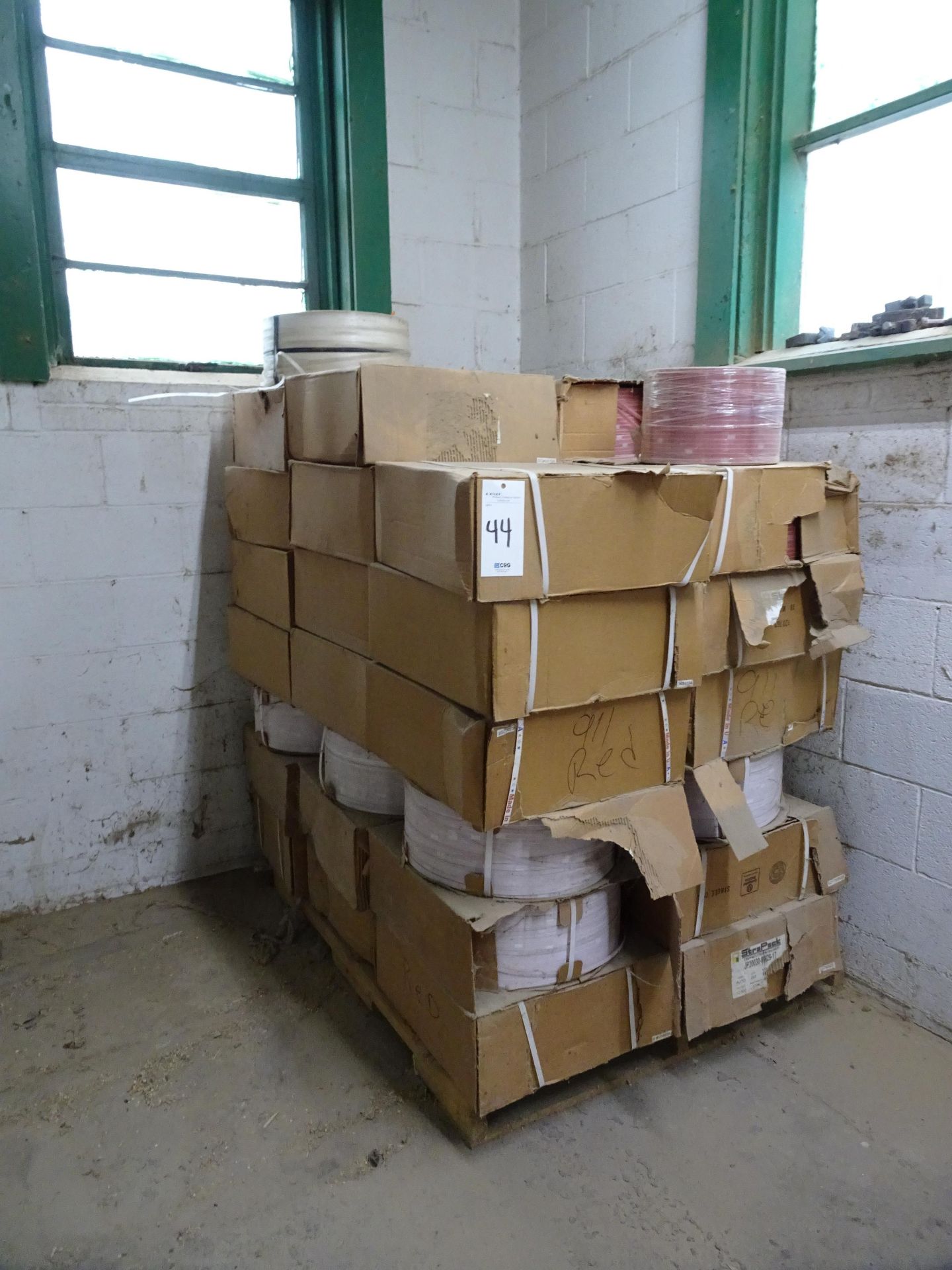 (1) Pallet w/ (40) Boxes of StraPack Red Banding Straps