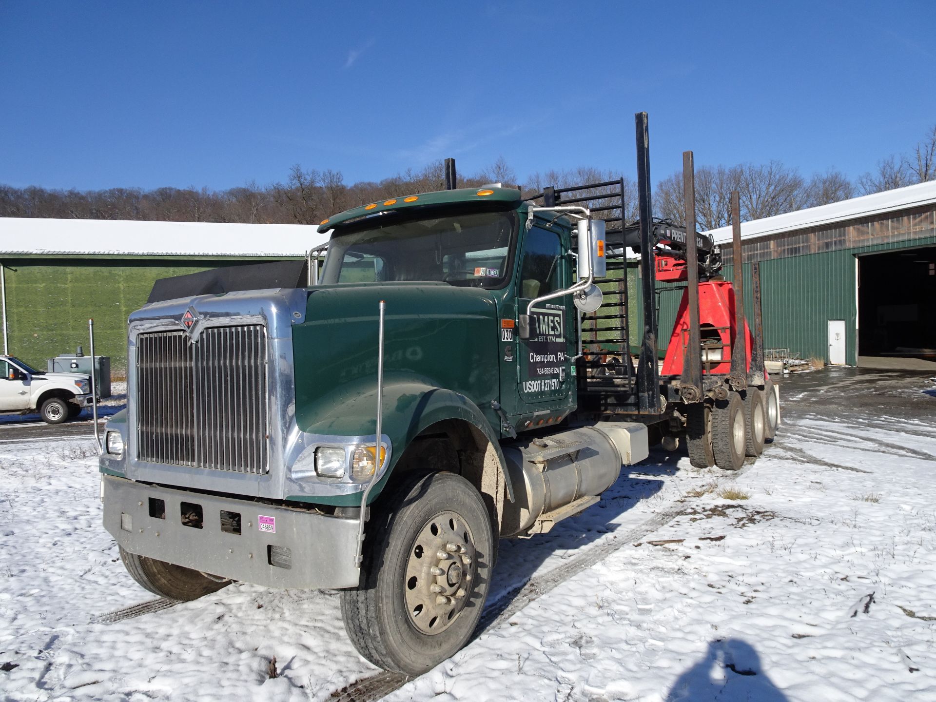 2006 International Log Truck, w/ Prentice Model 2124 A-Frame Knuckleboom Loader