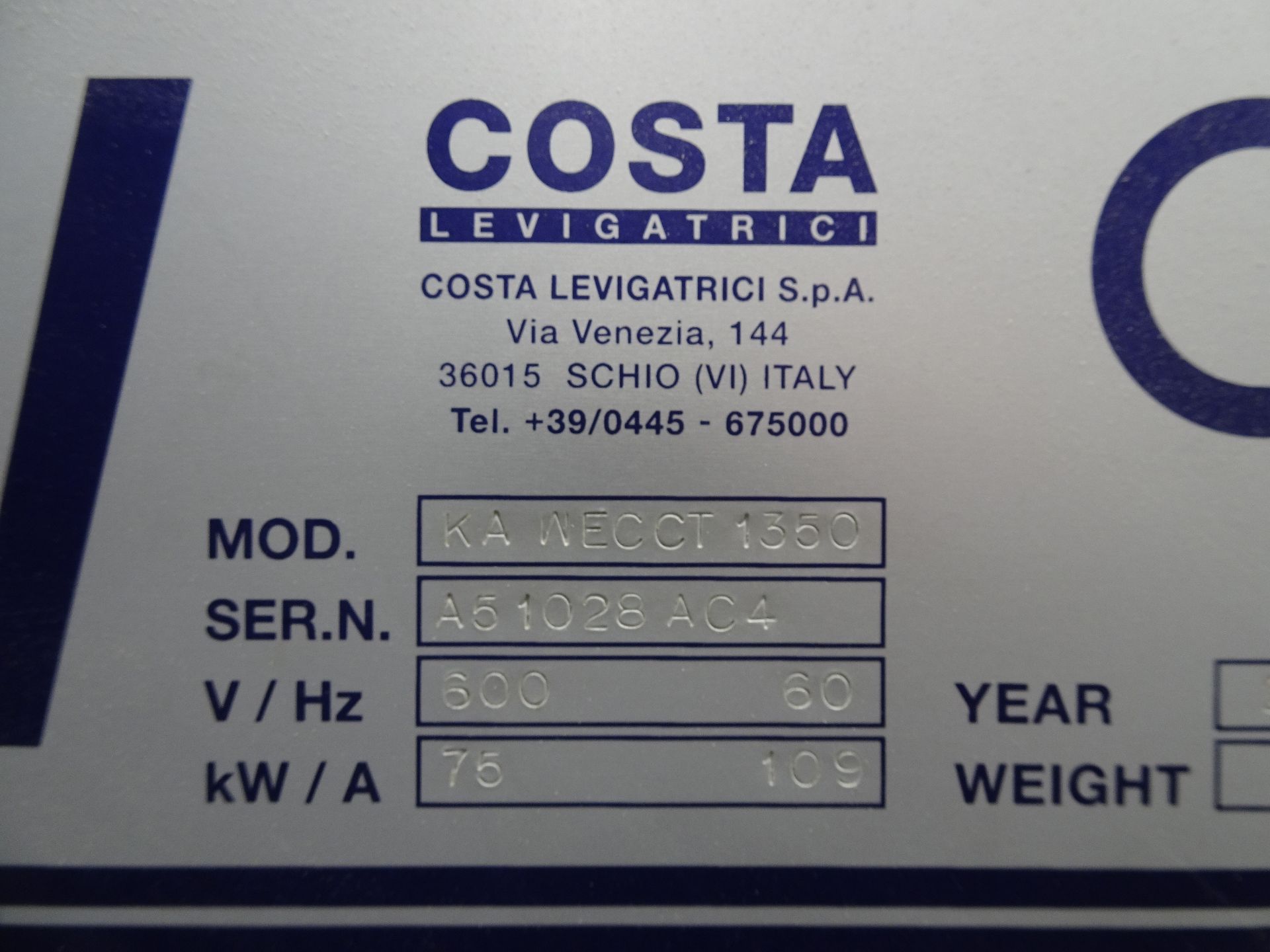 2005 Costa Model KA WECCT-1360 4 Head 52" Planer-Sander - Image 3 of 8