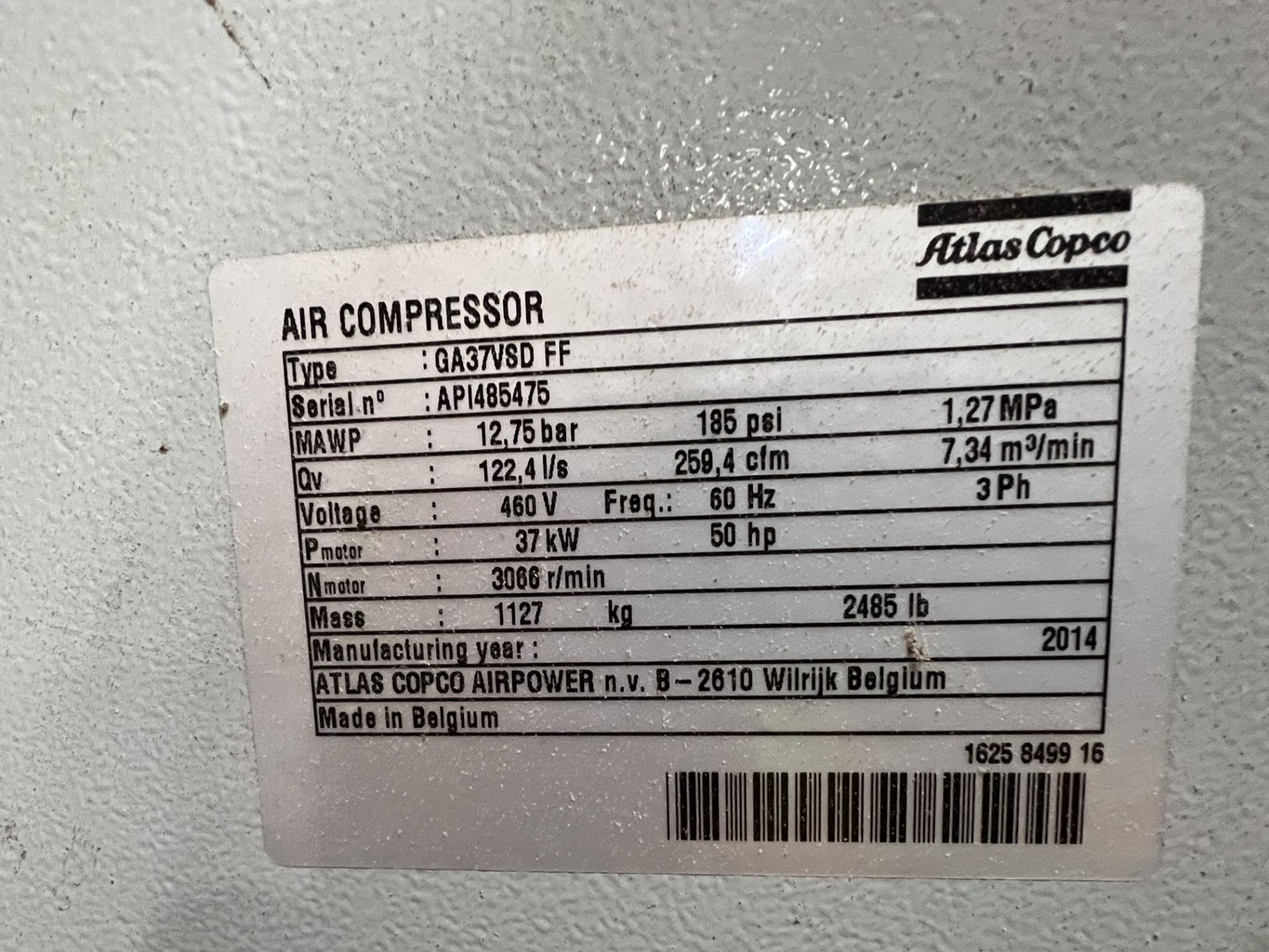 Atlas Copco Rotary Screw Air Compressor - Image 4 of 6