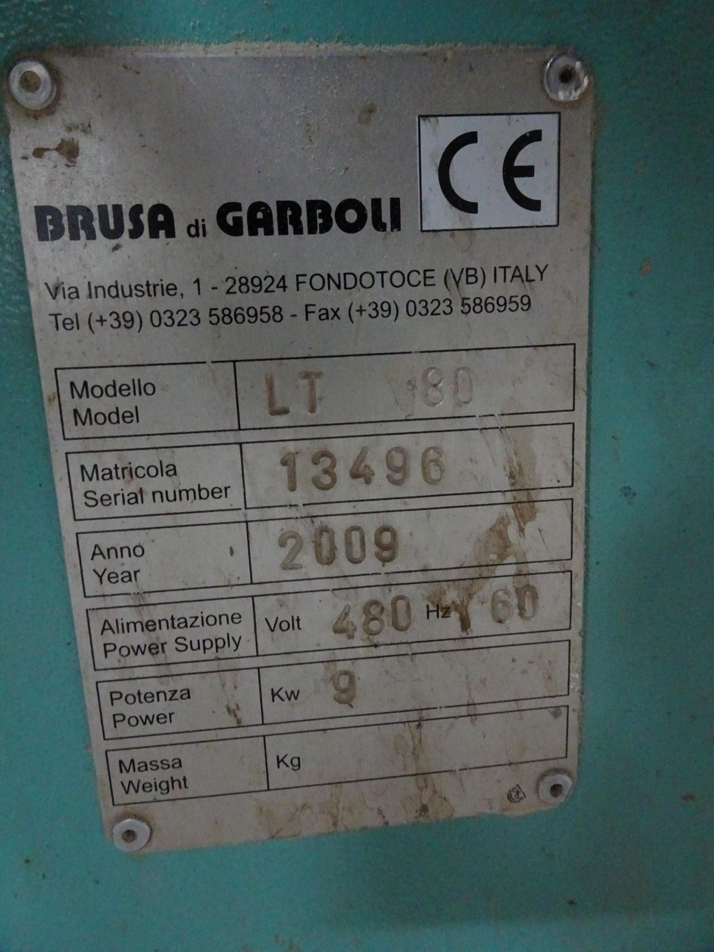 2009 Brusa di Garboli Model LT80 Pass Through Sander 480 - Image 2 of 3