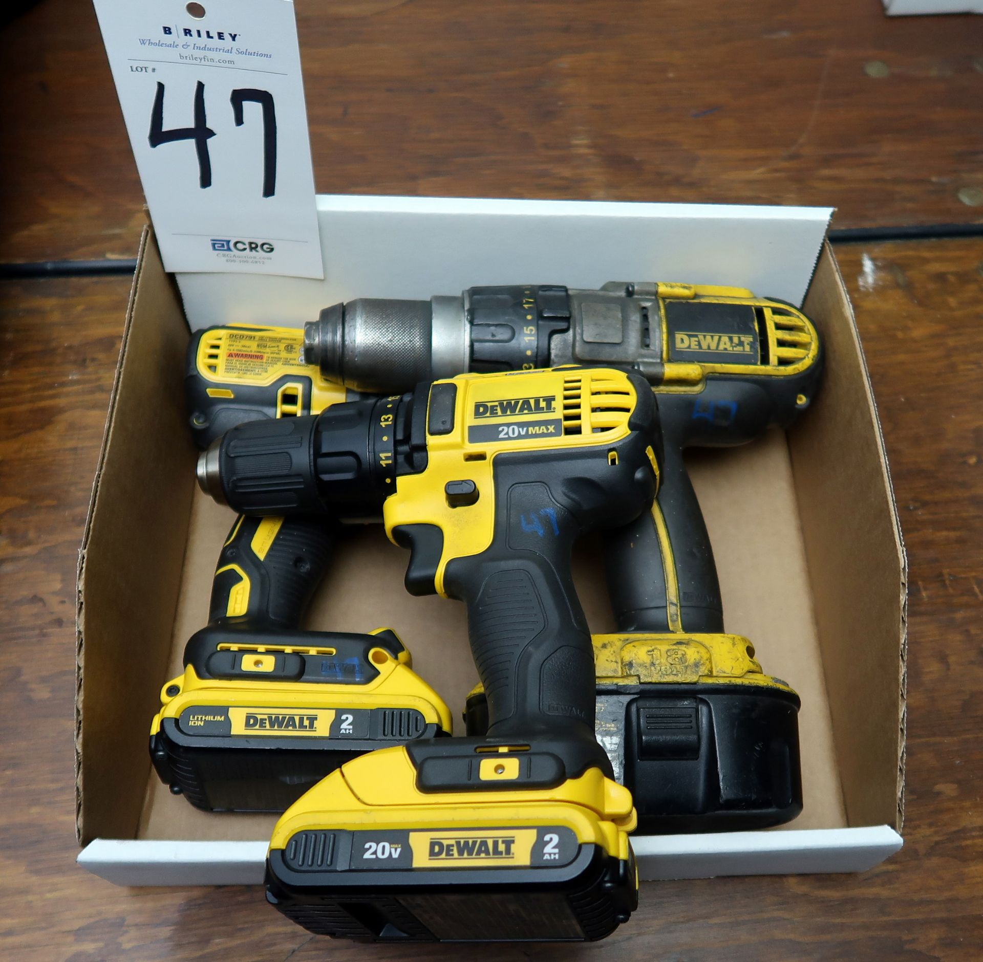 (3) DeWalt Model DCD791, DCD780, DCD950 Cordless Drills