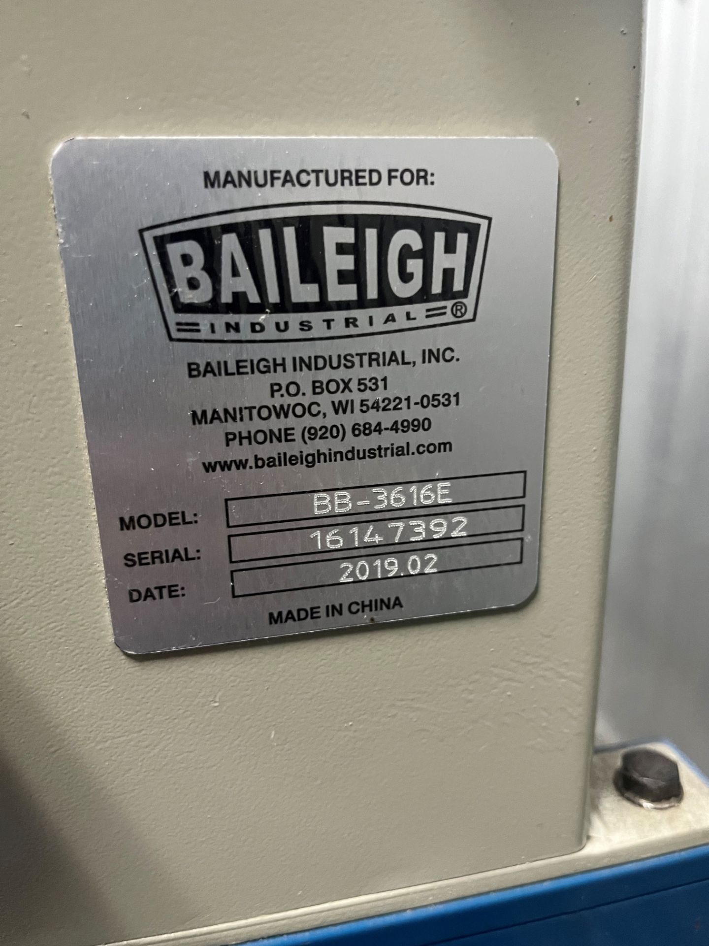 Baileigh Industrial Model BB-3616E Box and Pan Brake - Image 2 of 3
