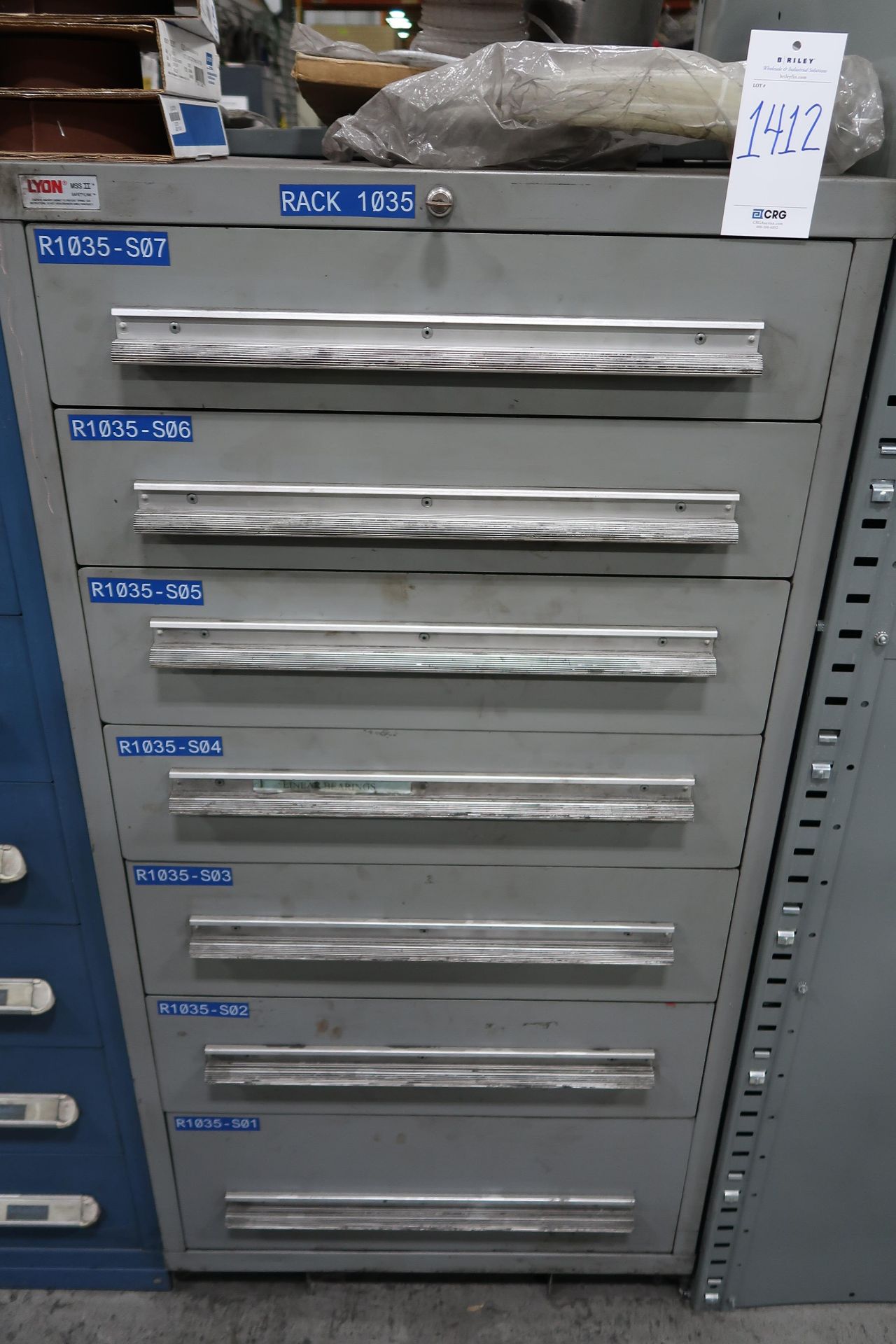 7 drawer Lyon roller bearing tool cabinet with contents;
