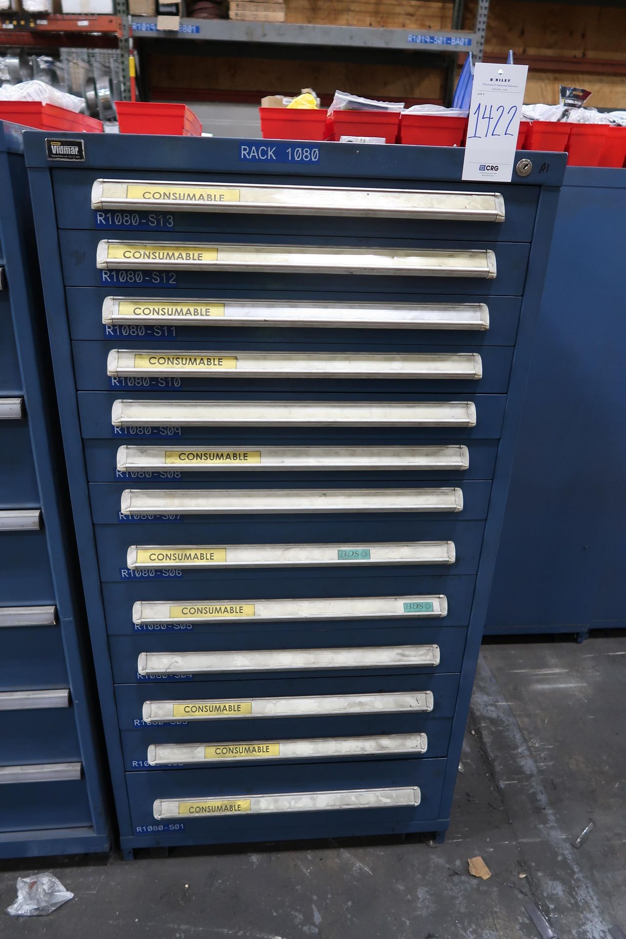 13 drawer Vidmar roller bearing tool cabinet with contents;