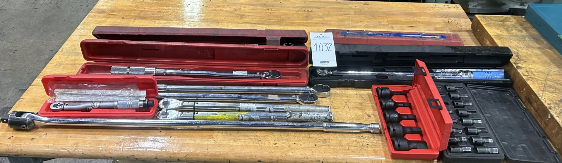 Large assortment of torque wrenches and sockets