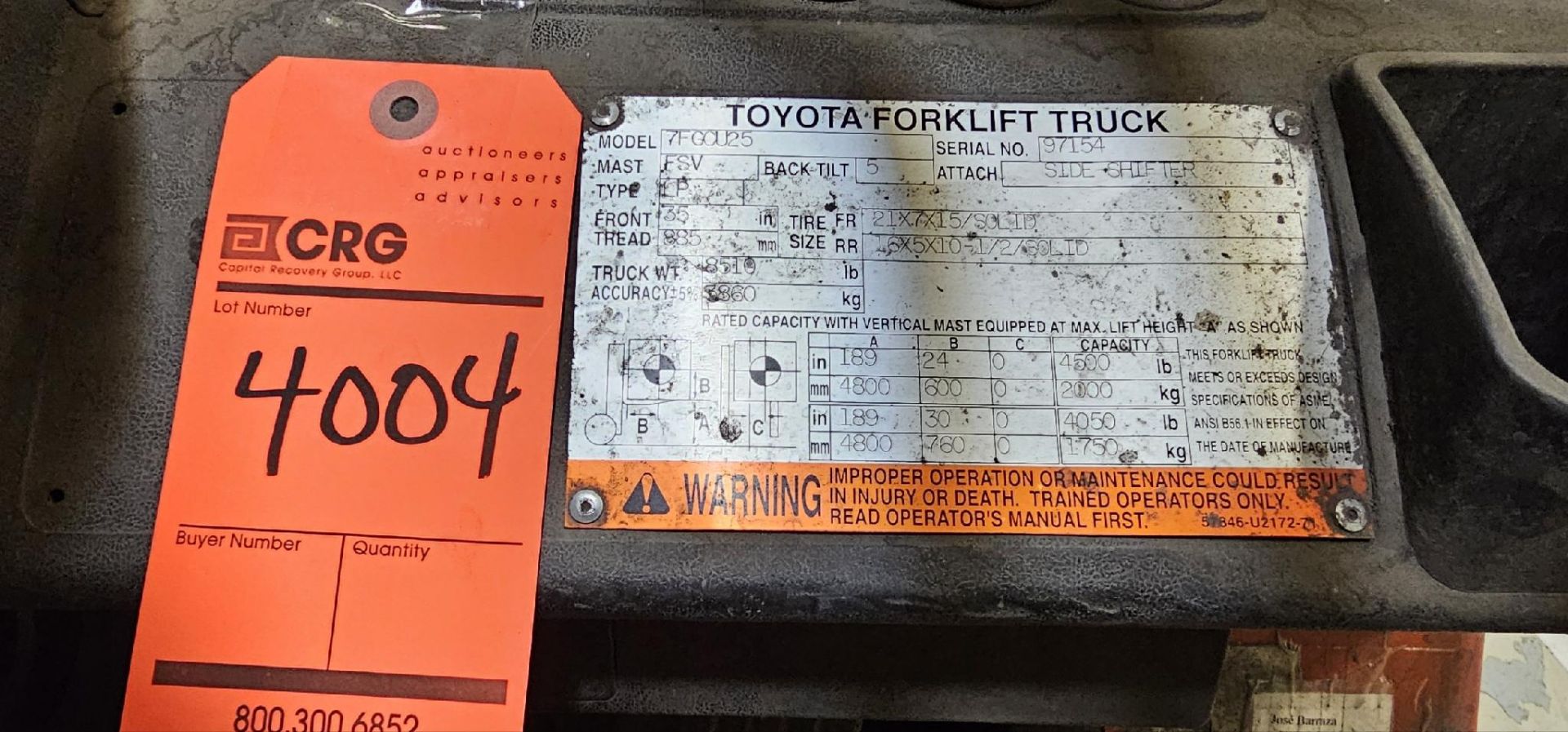 Toyota Forklift Truck, Model 7FGCU25 - Image 2 of 3