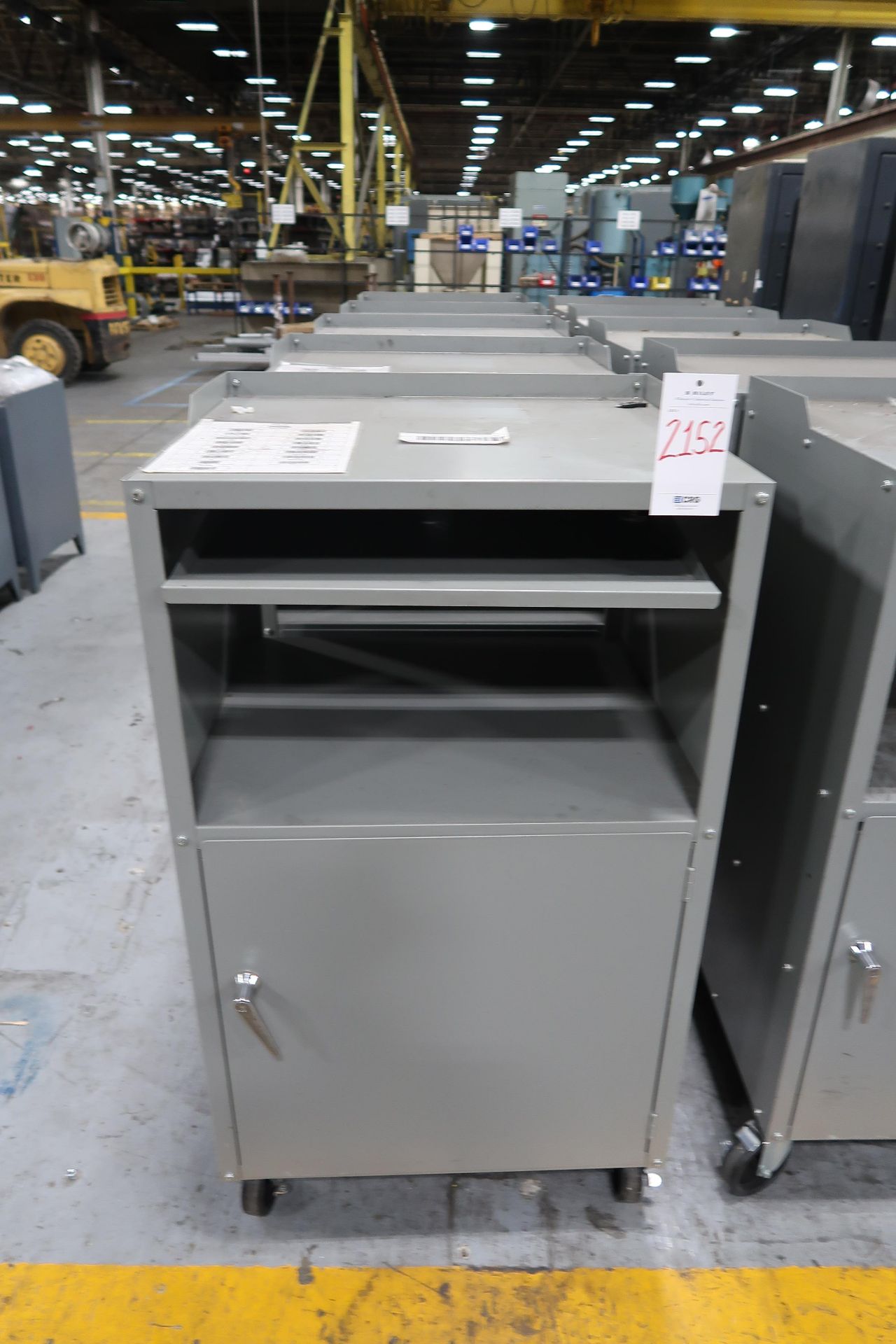 (5) rolling metal shop cabinets