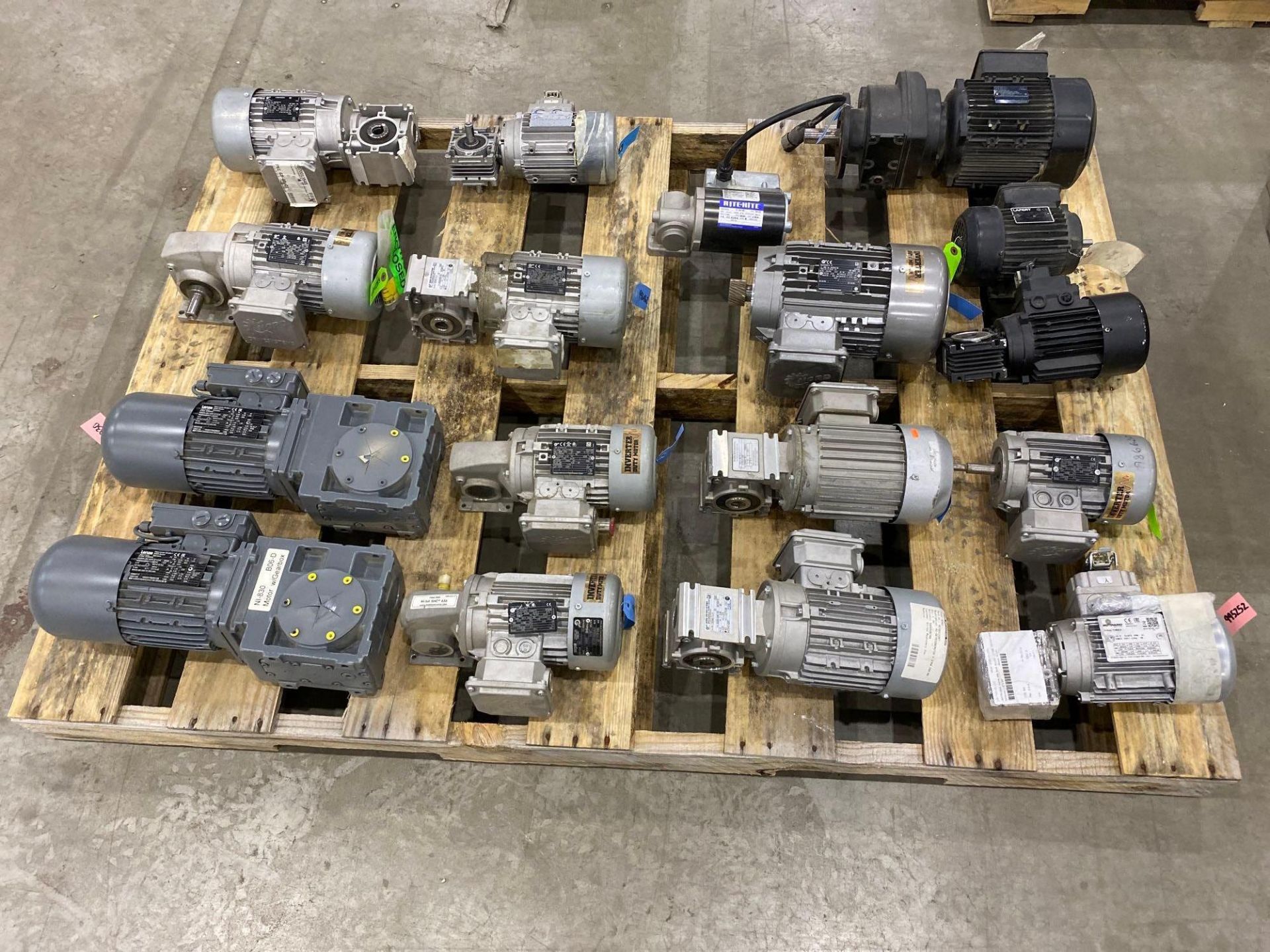 Assorted Motors, Gear Drives & Contents of 2 Pallets