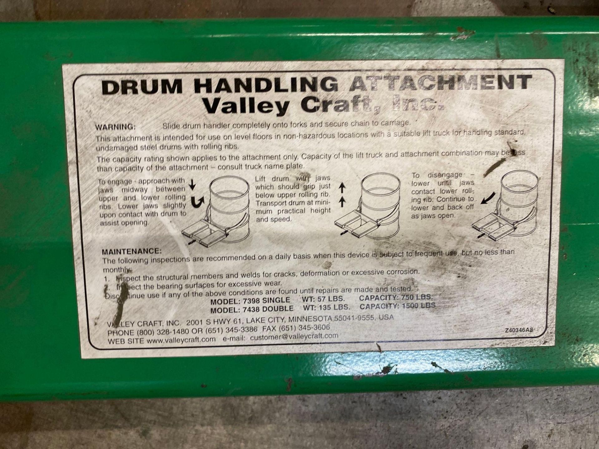 Valley Craft Drum Handling Attachment - Image 2 of 3