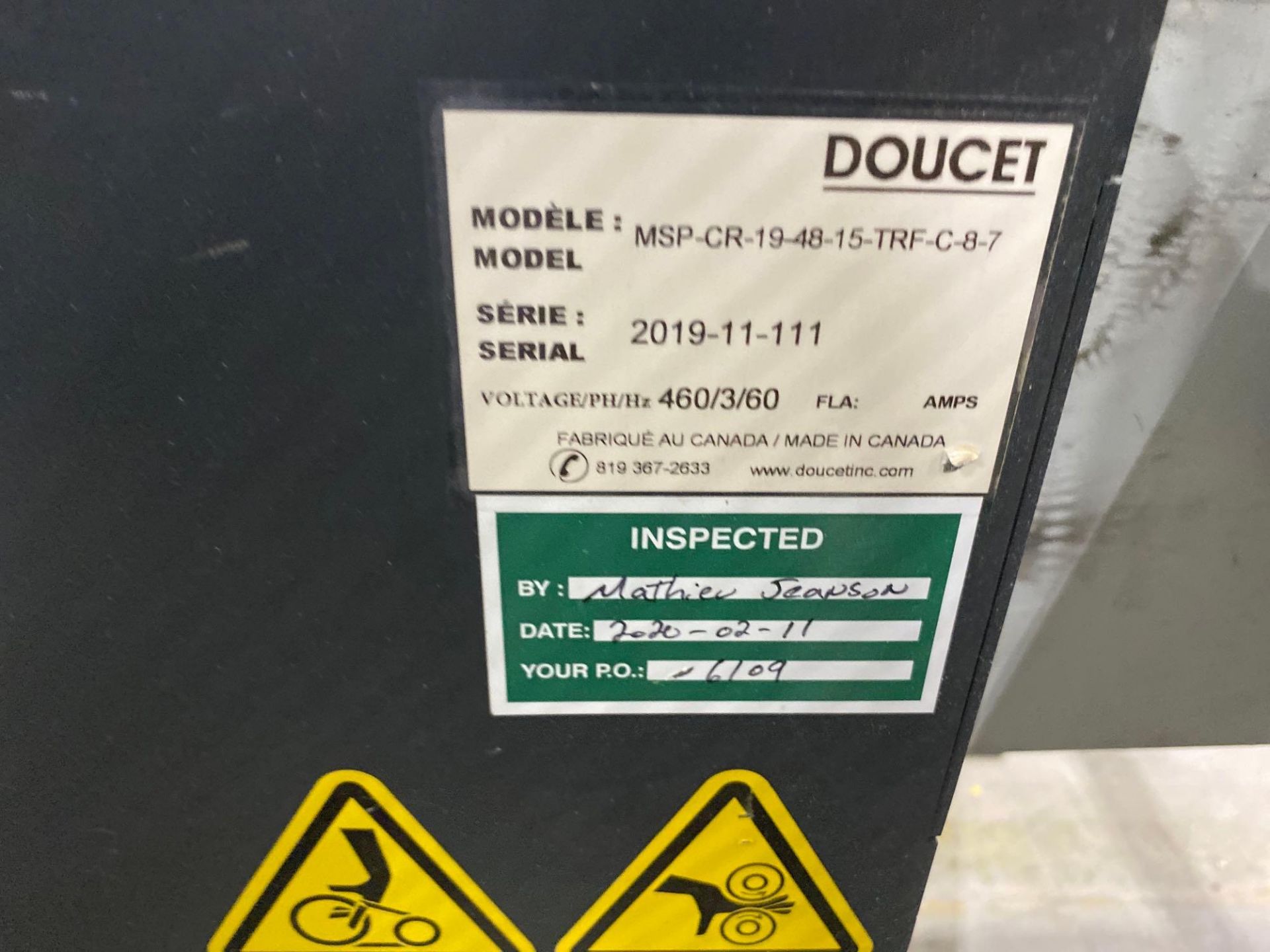 2019 Doucet MSP-CR-19-48-15-TRF-C-8-7 Conveyor - Image 3 of 6