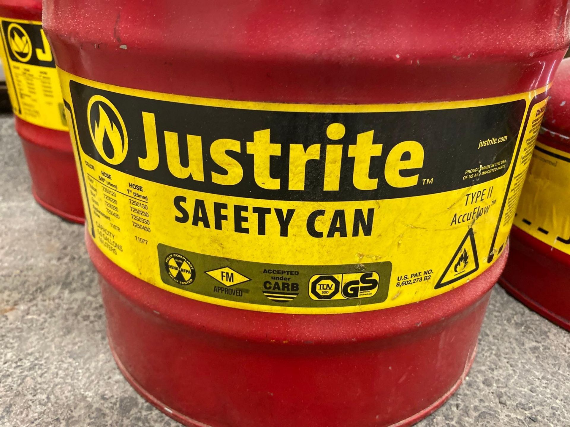 Lot Justrite Type II Safety Cans - Image 2 of 4