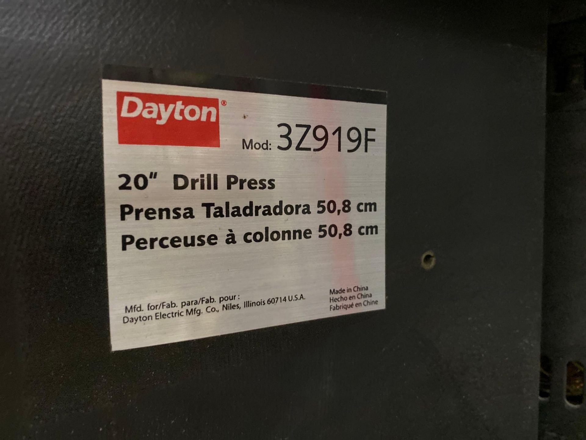 Dayton 3Z919F 20in. Pedestal Drill Press - Image 2 of 2