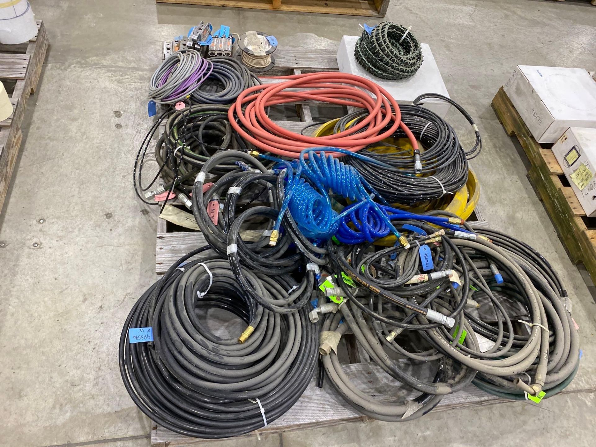 Assorted Industrial Hose, Lines &amp; Contents of 2 Skids