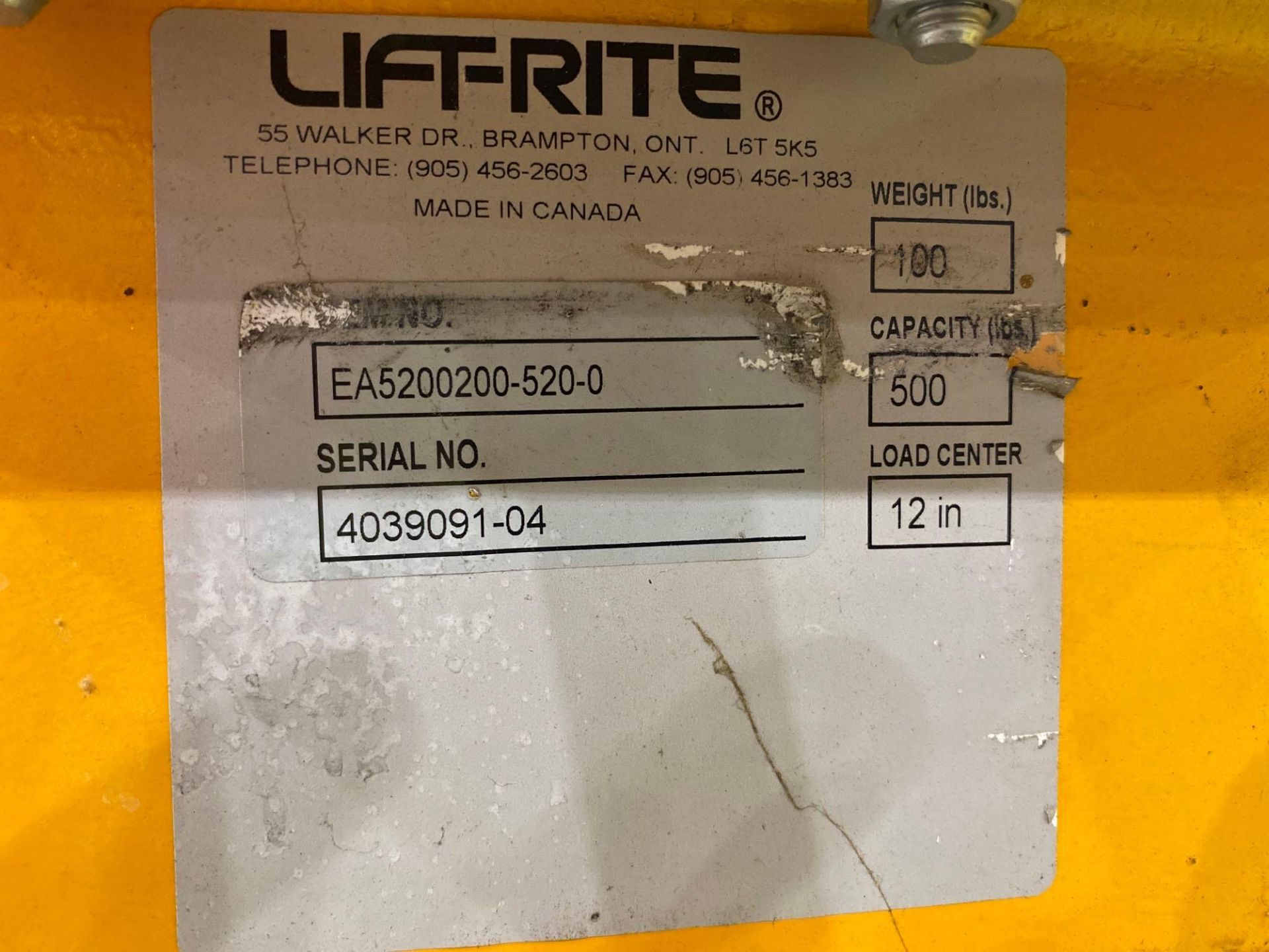Lift Rite EA5200200-520-0 Lift Table - Image 2 of 2