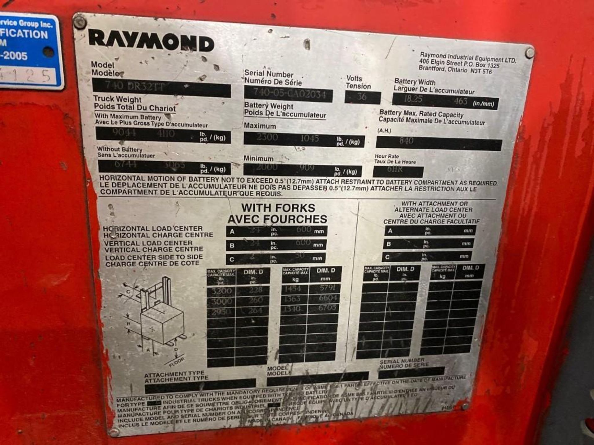 2005Raymond 740-DR32TT electric lift - Image 2 of 7