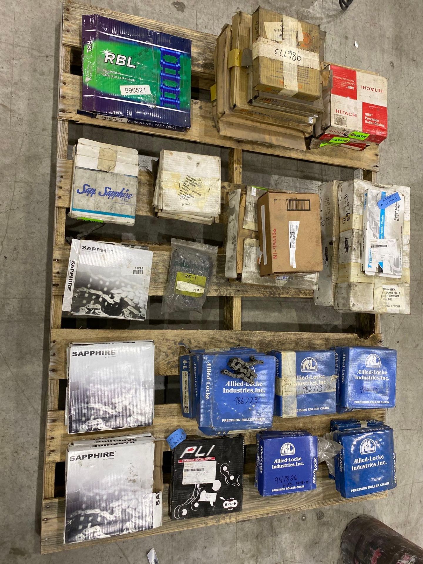 40 Assorted Bboxes of Roller Chain &amp; Contents of Pallet