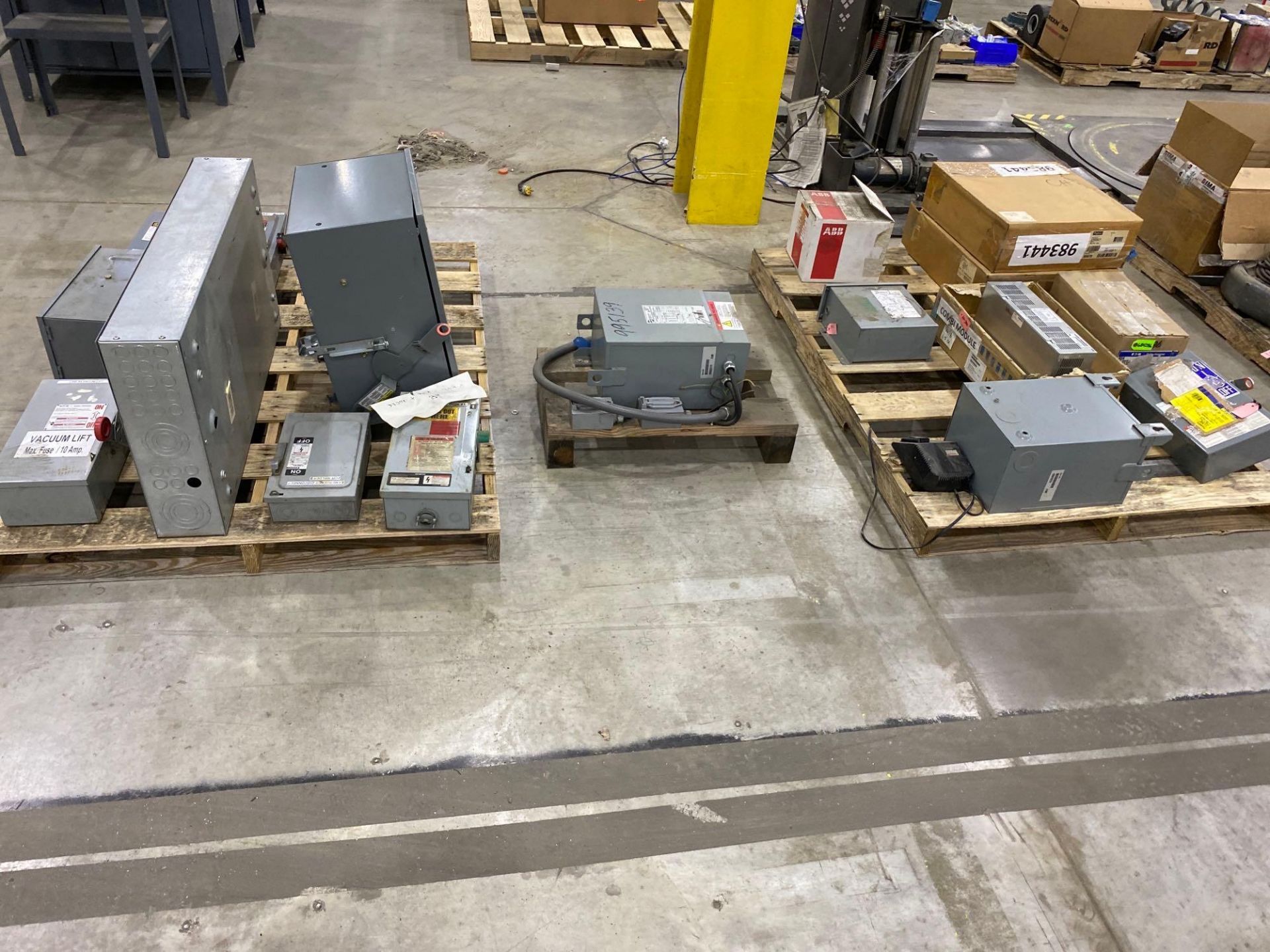 Assorted Electronic Enclosures, Shutoffs &amp; Contents of 3 Pallets